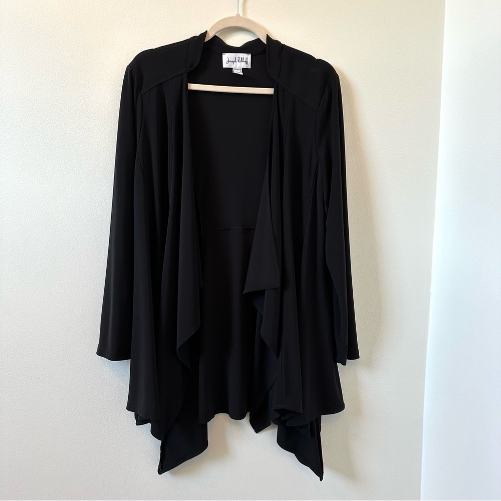 Joseph Ribkoff black drape open cardigan size 14